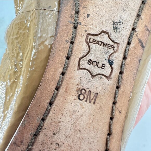 Tory Burch Caroline Women Size 8M Brown Patent Leather Elastic Ballet Flat Shoes - Picture 10 of 12